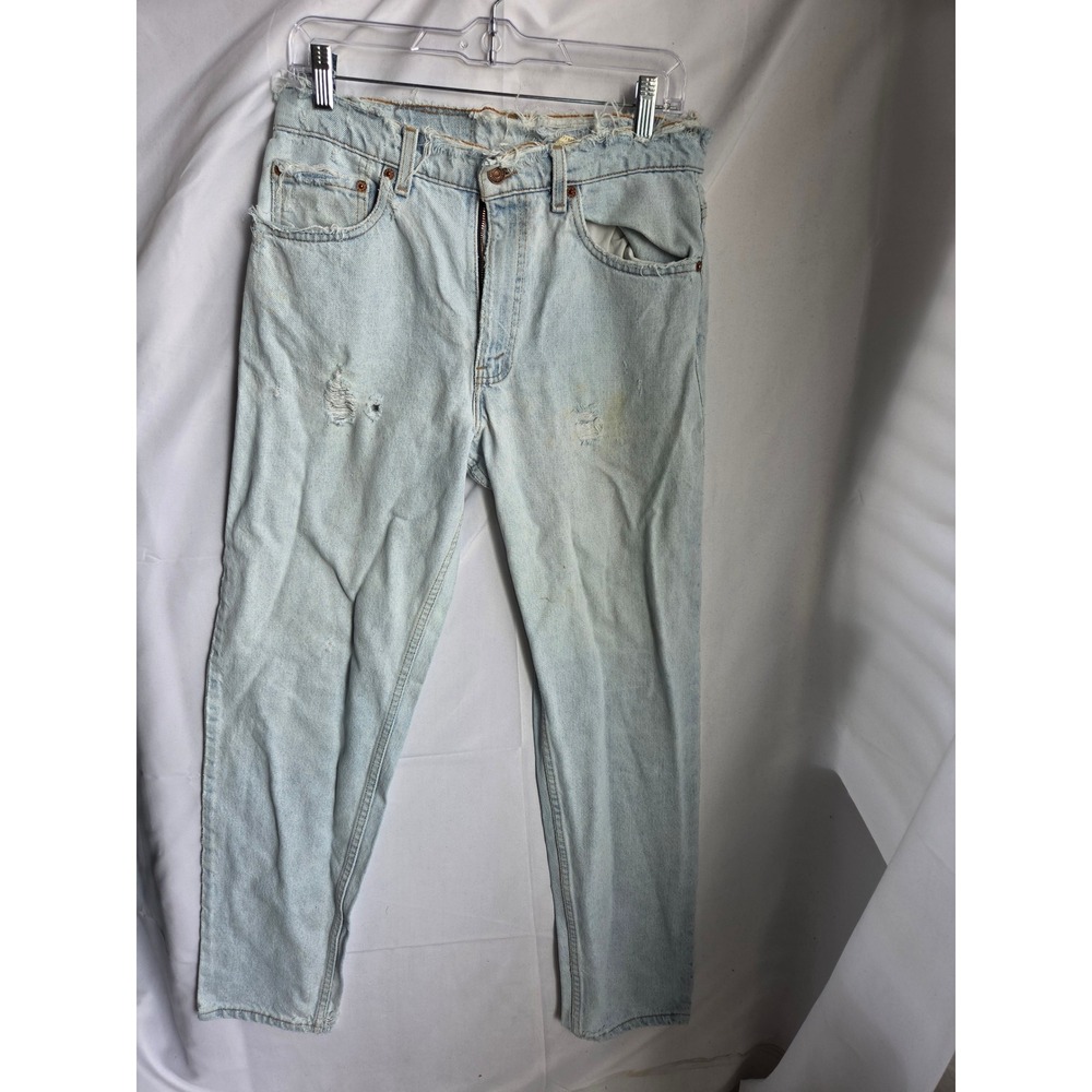 Levi's 550 Jeans Mens  Light Blue Light Wash Relaxed Mid Tapered Leg Distressed